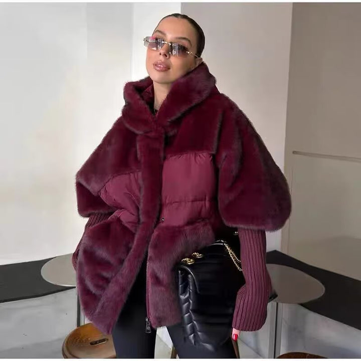 Damen Gefütterte Kurzjacke mit Kunstfell‑Einsatz, Kapuze und Rippbündchen Drune
