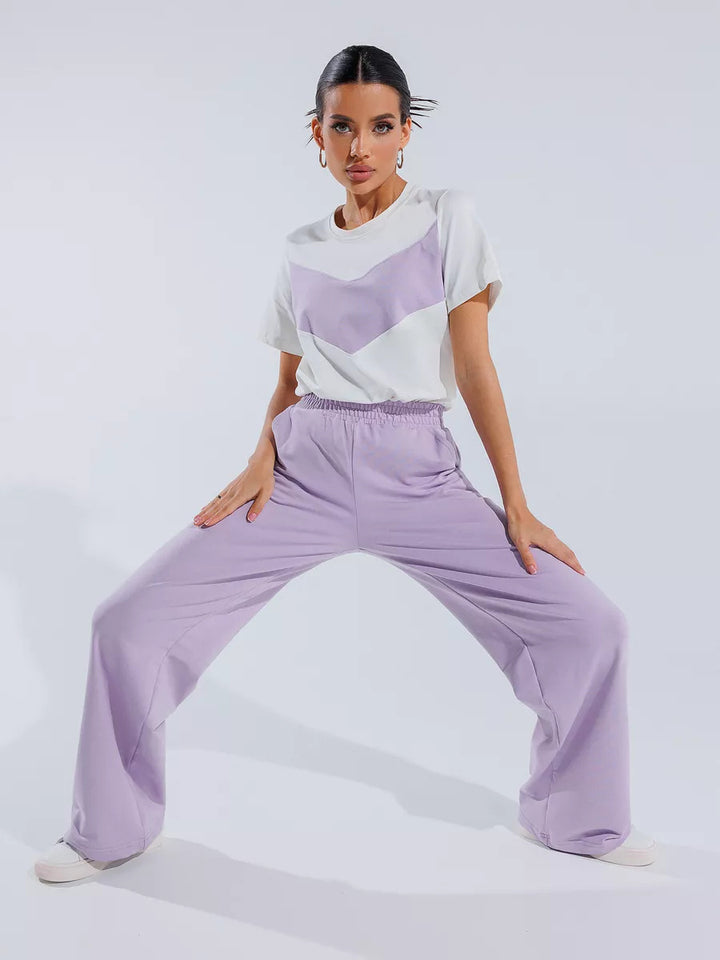 Damen lässiges T-Shirt mit modernem Farbblockdesign und leichtem Oversized-Schnitt