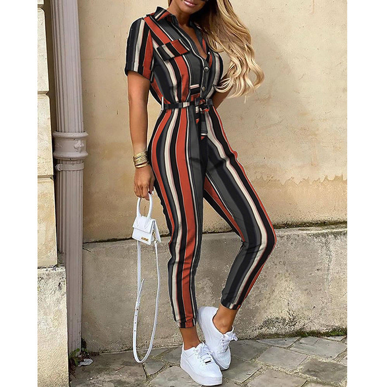Damen Modischer Jumpsuit mit tailliertem Schnitt und praktischen Taschen Drune