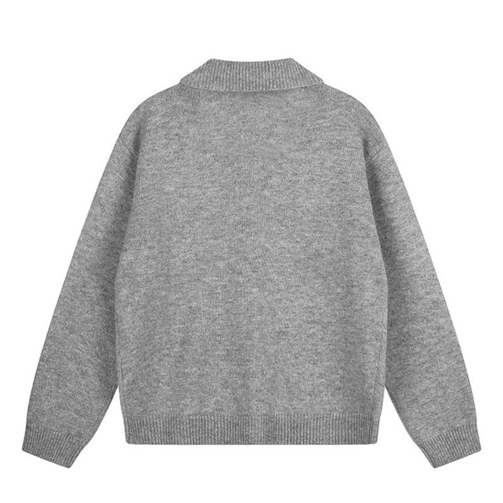 Damen Strick-Cardigan mit Hemdkragen, Knopfleiste und Statement-Patch Drune