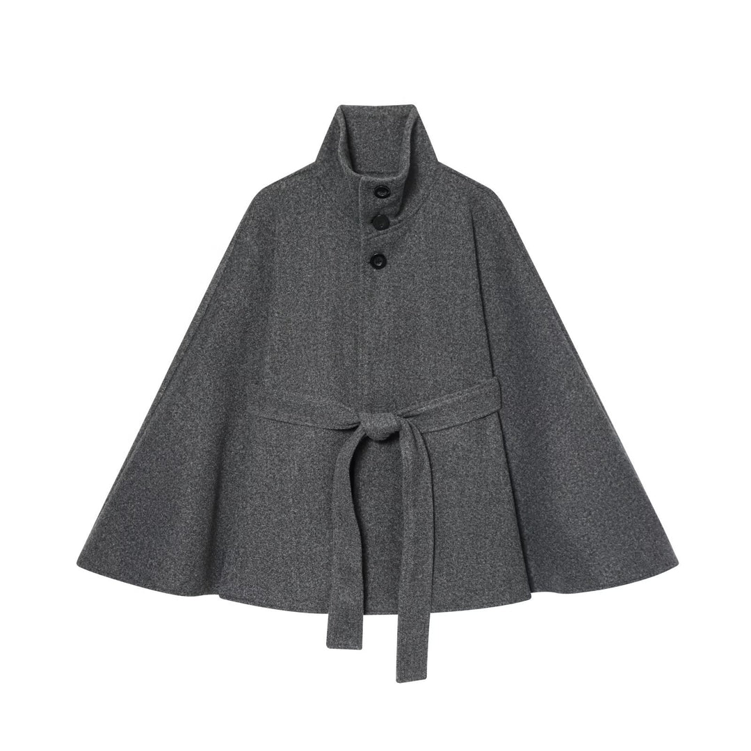 Damen Kurze Boxy-Wollmix-Jacke mit Stehkragen und aufgesetzten Pattentaschen Drune