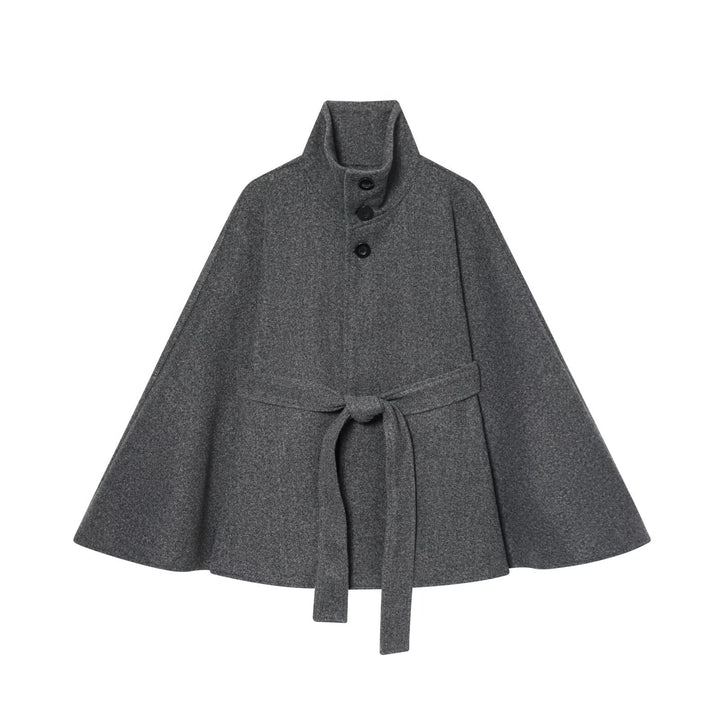 Damen Kurze Boxy-Wollmix-Jacke mit Stehkragen und aufgesetzten Pattentaschen Drune