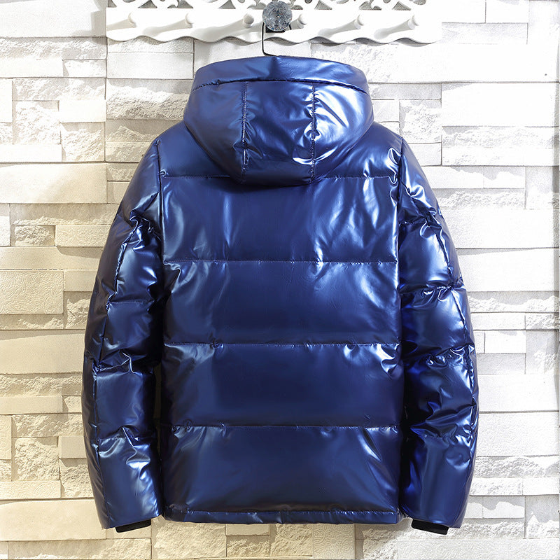 Herren Wattierte Metallic-Steppjacke mit Kapuze und windabweisender Front Drune