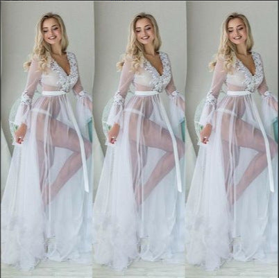 Damen Transparentes Abendkleid mit zierlichen Spitzenapplikationen und schwingendem Tüllsaum Drune