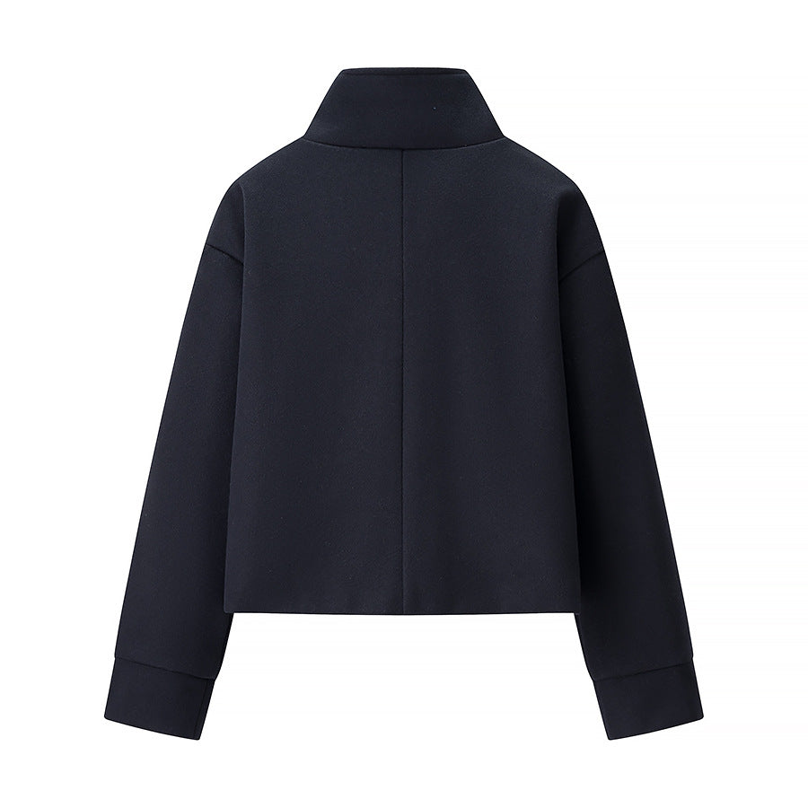 Damen Kurze Übergangsjacke mit hohem Kragen und dekorativen Knopfdetails Drune