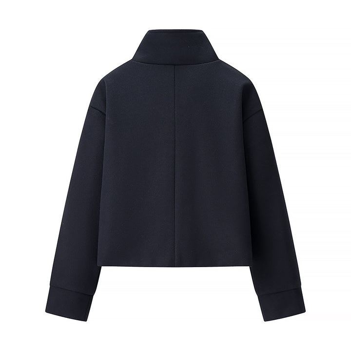 Damen Kurze Übergangsjacke mit hohem Kragen und dekorativen Knopfdetails Drune