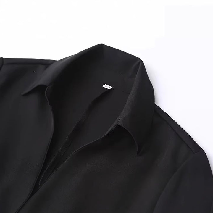 Damen Elegante taillierte Hemdbluse mit feiner Knopfleiste und spitzem Kragen Drune