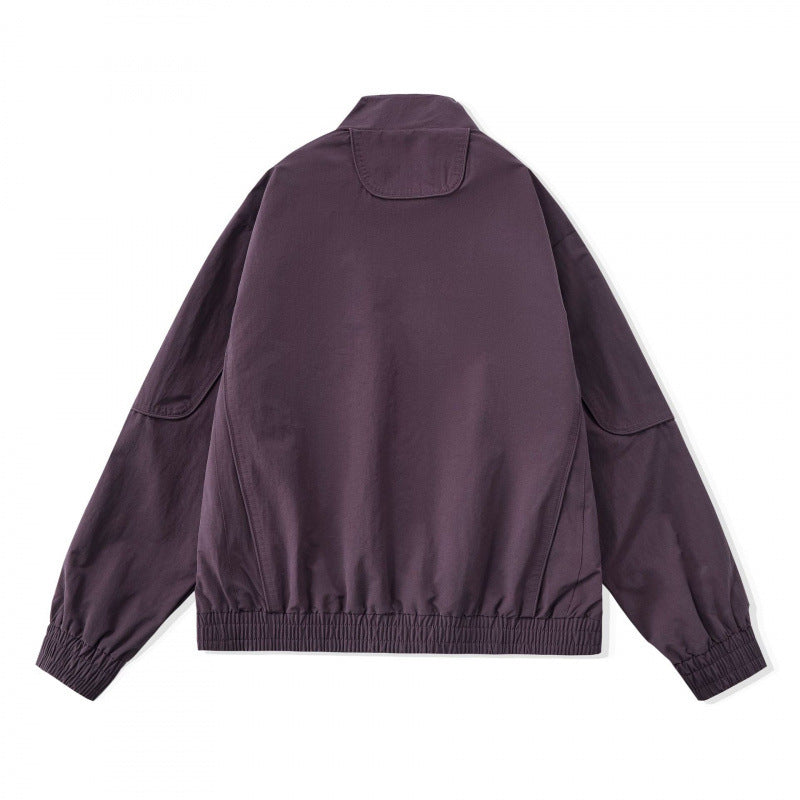 [Unisex] Leichte Boxy-Übergangsjacke mit Stehkragen, Raglanärmeln und Reißverschlusstaschen Drune