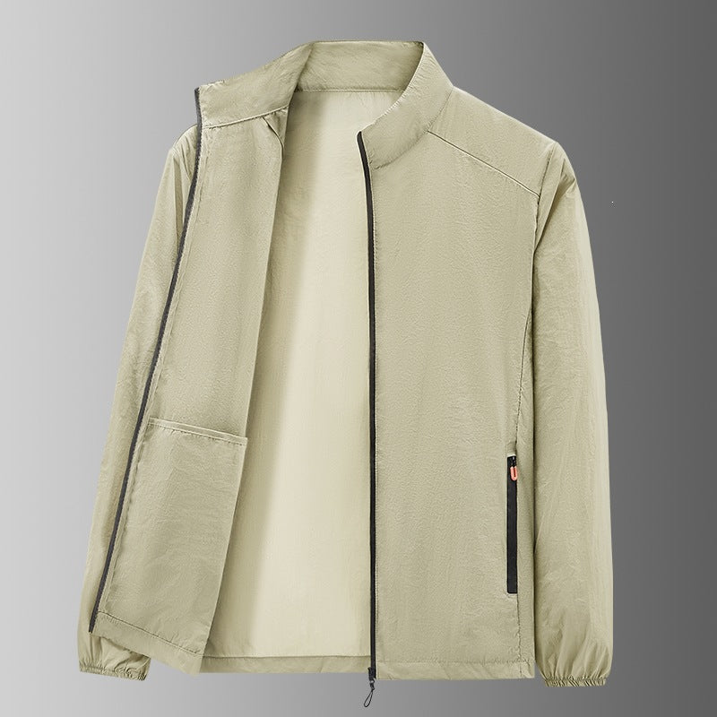 Herren Ultraleichte packbare Windjacke mit Innenfach, Stehkragen & Reißverschlusstaschen Drune