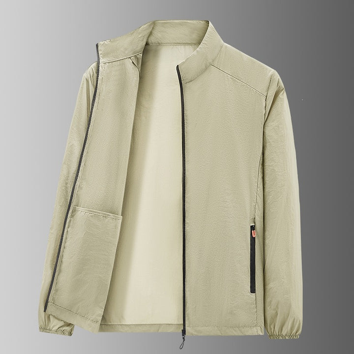 Herren Ultraleichte packbare Windjacke mit Innenfach, Stehkragen & Reißverschlusstaschen Drune