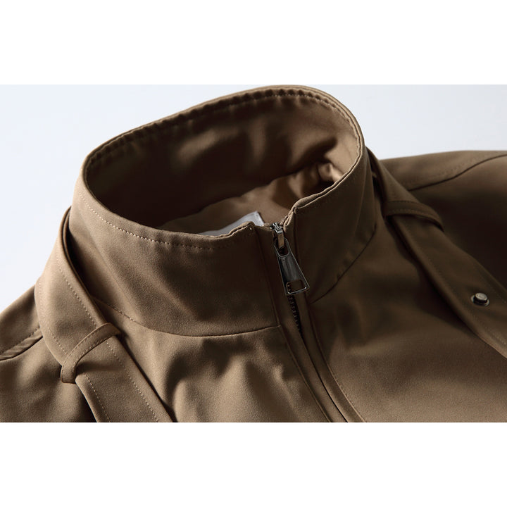 Herren Boxy-Blousonjacke im Overshirt-Stil mit Stehkragen und Riemen-Detail Drune
