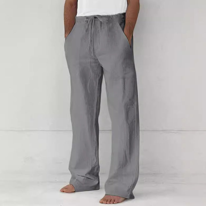 Herren leichte Relax-Chino aus Leinenmix mit weitem Bein, Kordelbund und seitlichen Eingrifftaschen Drune