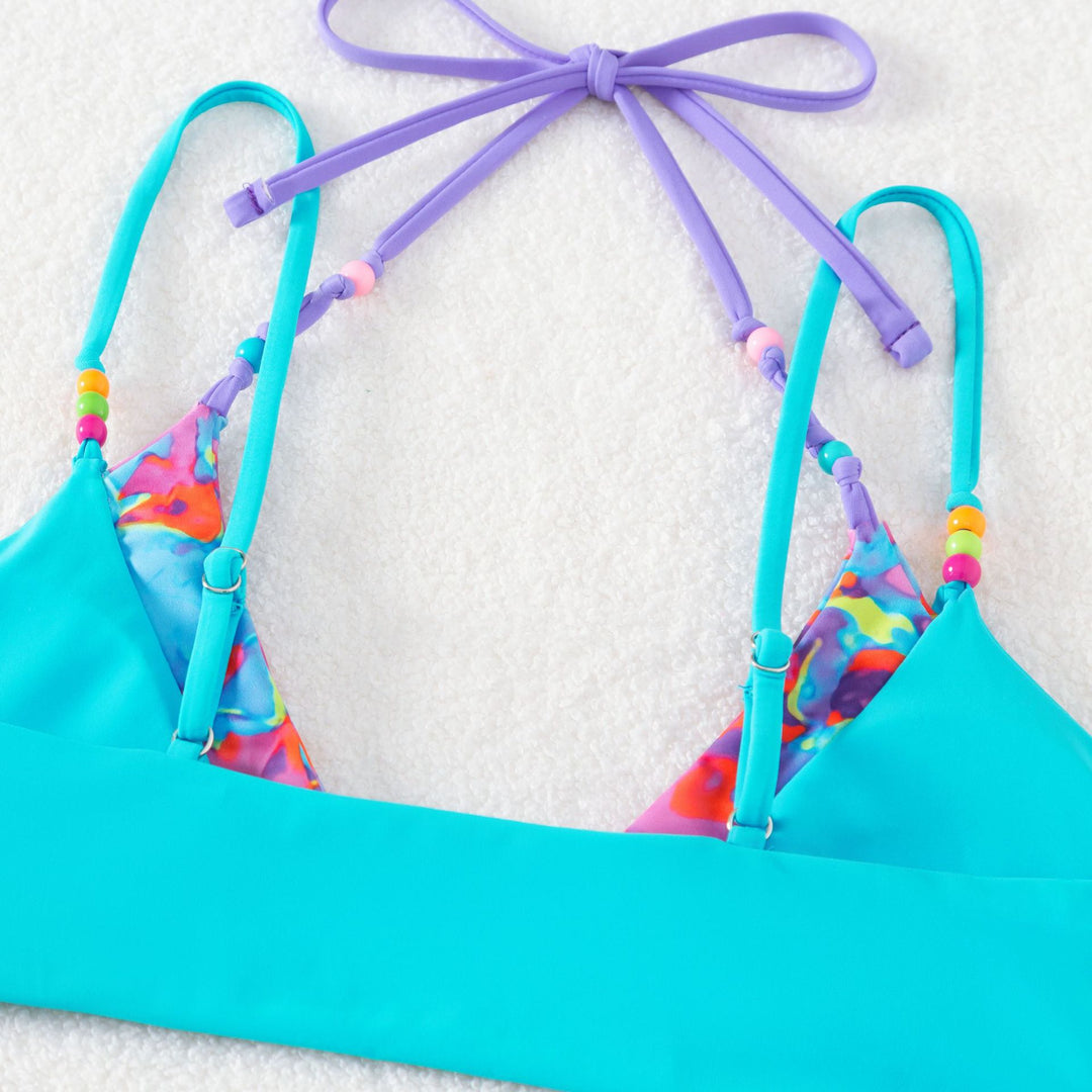 Damen verspielter Bikini mit buntem Floral-Design Drune