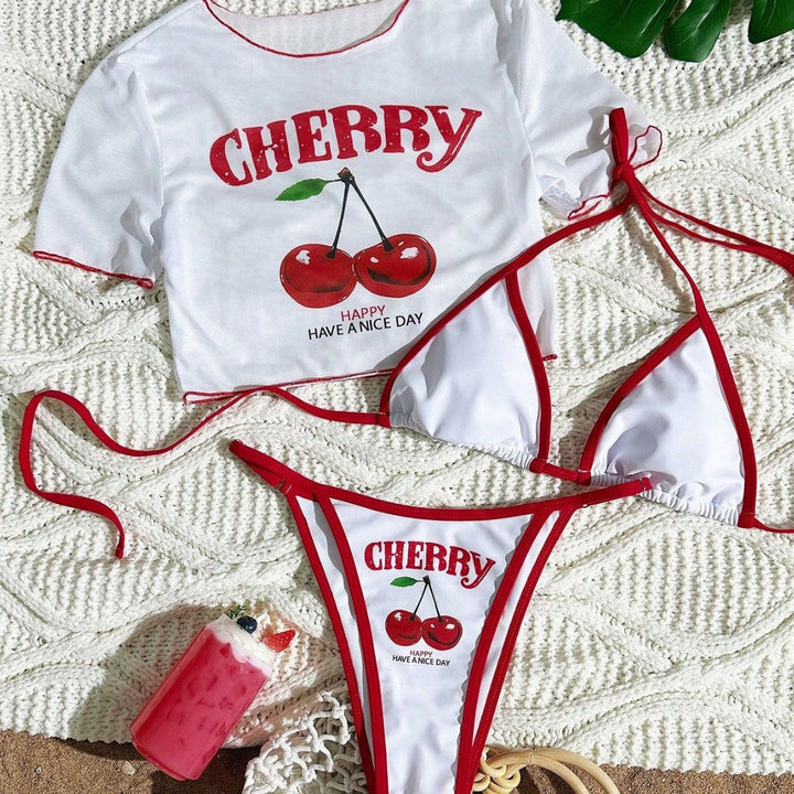 Damen Sportlicher Bikini mit transparentem Oberteil Drune
