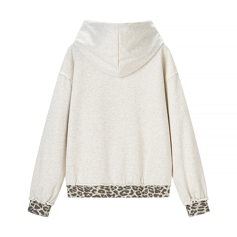 Damen Oversize‑Kapuzenpullover mit Leo‑Futter, Used‑Details und Kängurutasche Drune