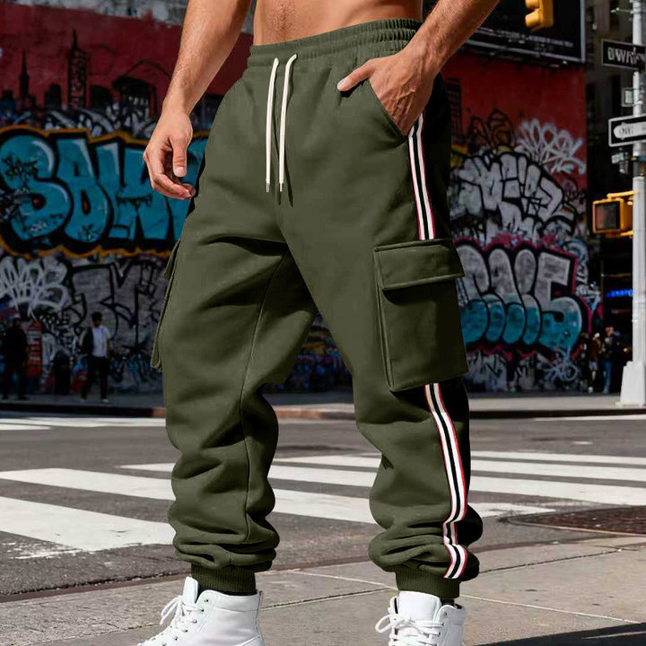 Herren Cargo-Joggerhose mit seitlichen Klapp‑Cargotaschen, Tunnelzug & Rippbündchen Drune