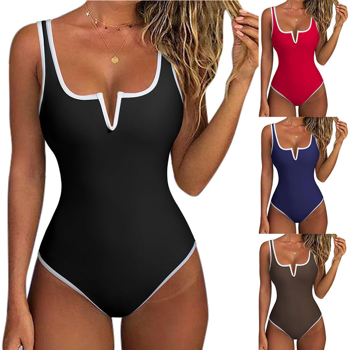 Damen Stilvoller Schwimmanzug mit V-Ausschnitt Drune