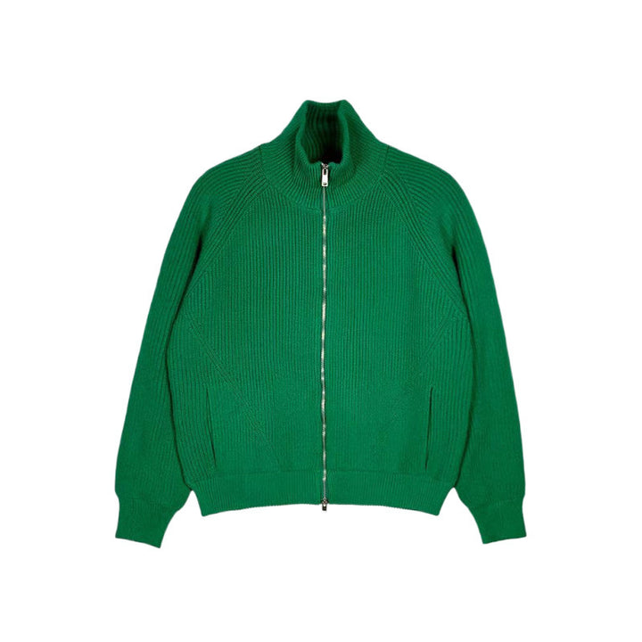 Herren Grobgerippte Strick-Zipjacke mit hohem Stehkragen und entspanntem Schnitt Drune