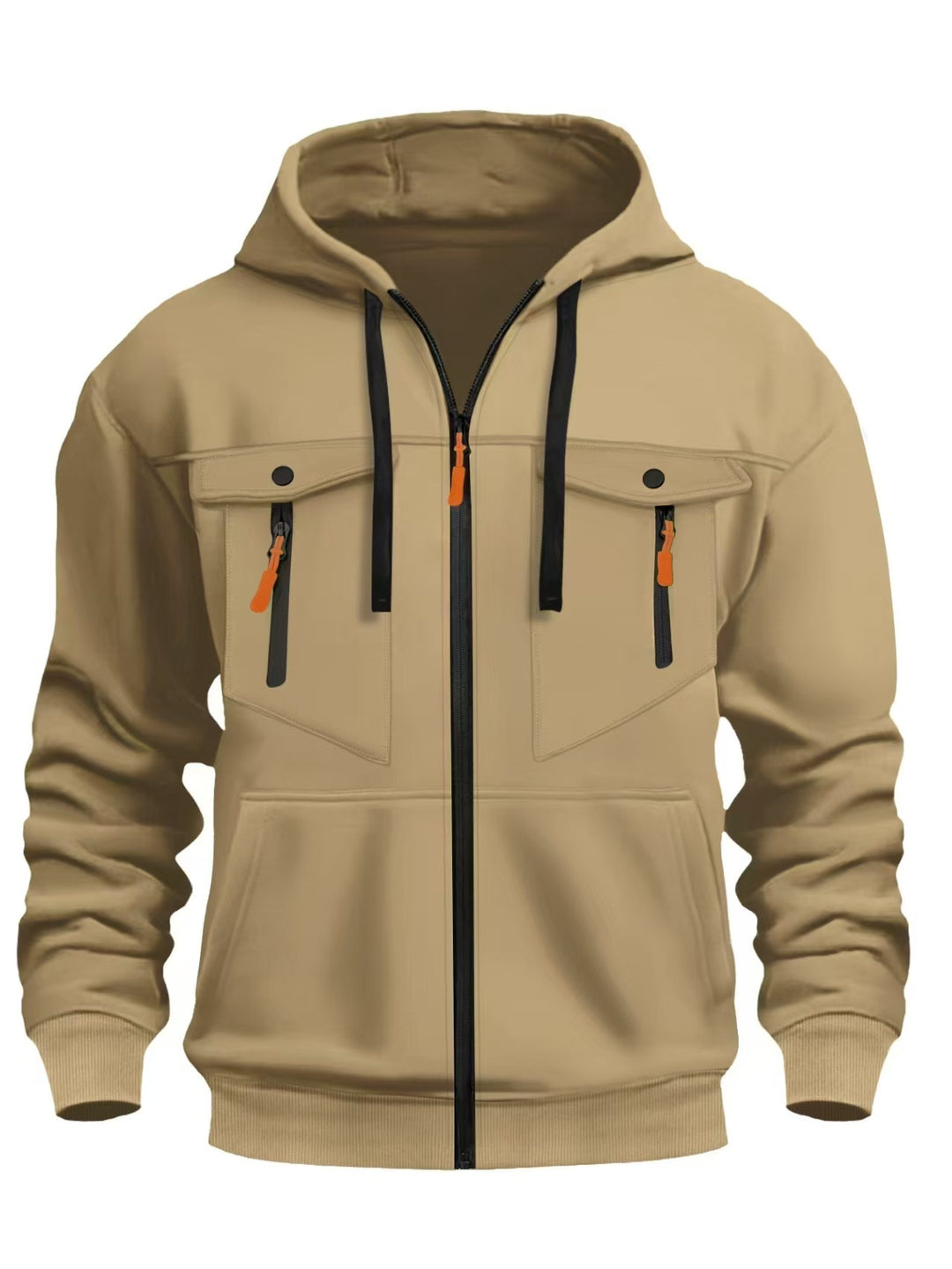 Herren Kapuzen-Sweatjacke mit durchgehendem Reißverschluss, zwei zip-Brusttaschen und ergonomischen Bündchen Drune