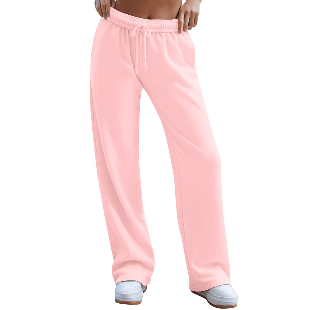 Damen nan weite Komfort-Loungehose mit hochgeschnittener Taille, elastischem Bund und Kordelzug Drune