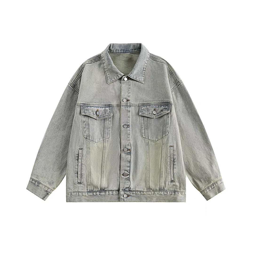 Herren Boxy-Denim-Überhemdjacke mit Druckknopfblende, Pattentaschen & geradem Saum Drune