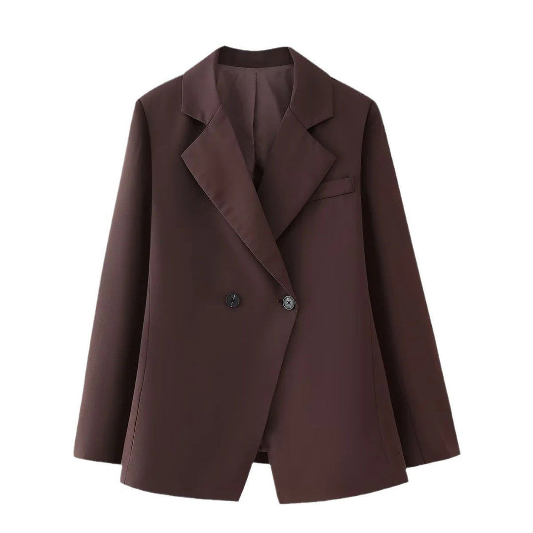 Damen elegante Double-Breasted Blazerjacke mit hochwertigem Stoff Drune