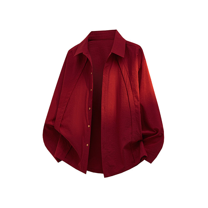 Herren Oversize-Hemdjacke aus leichtem Baumwollmix mit geradem Schnitt & Knopfleiste Drune