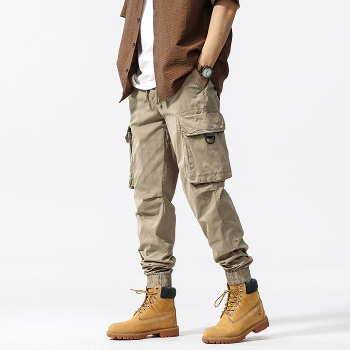 Herren Cargo-Jogginghose im Utility-Stil mit Elastikbund, Kordelzug und Multifachtaschen Drune