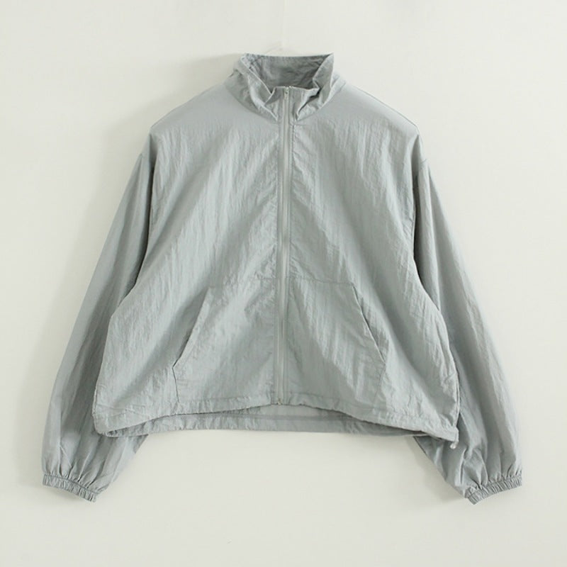 Damen sportliche Windjacke mit hohem Kragen und Reißverschluss Drune
