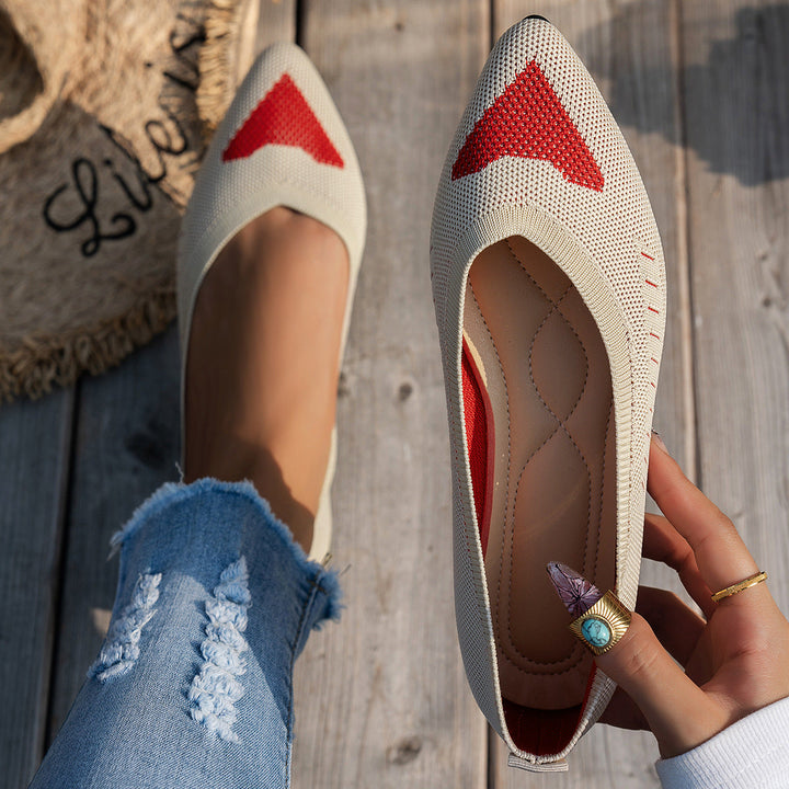 Damen Ballerinas mit kreativem Hahnentrittmuster und flexiblem Fußbett Drune
