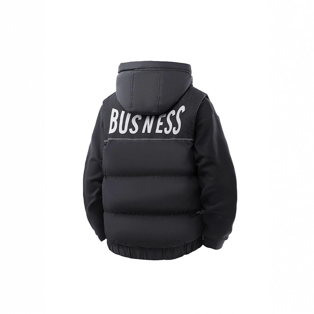 Herren Gesteppte Outdoor-Weste mit Kapuze, Cargo-Taschen und verstellbarem Saum Drune