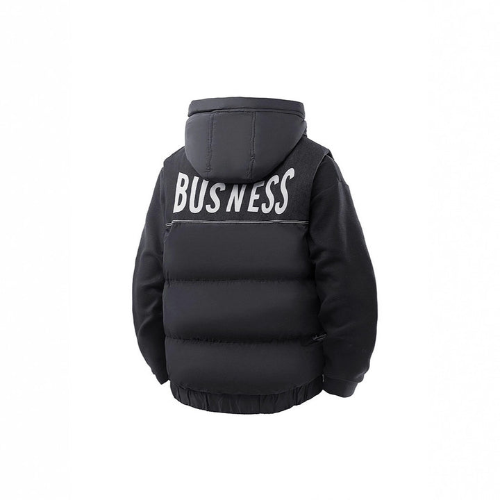 Herren Gesteppte Outdoor-Weste mit Kapuze, Cargo-Taschen und verstellbarem Saum Drune