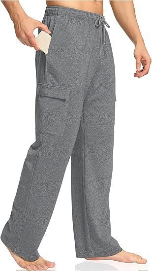 Herren nan komfortable Cargo-Loungehose mit elastischem Bund, Kordelzug, geradem Bein und aufgesetzten Klappentaschen Drune
