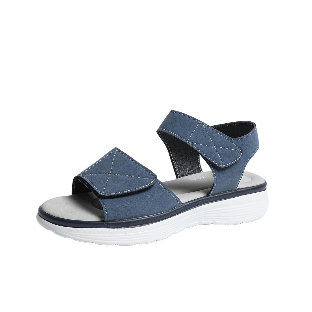Damen Komfortable Sandalen mit elastischen Klettverschlüssen und Fußbett Drune
