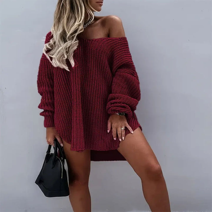 Damen Oversized Strickpullover mit weitem Schnitt und offenen Ärmeln Drune