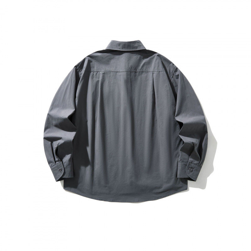 Herren Boxy-Overshirt mit Brusttasche und Hemdkragen aus leichtem Baumwollmix Drune