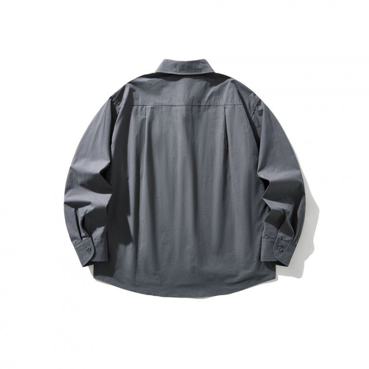 Herren Boxy-Overshirt mit Brusttasche und Hemdkragen aus leichtem Baumwollmix Drune