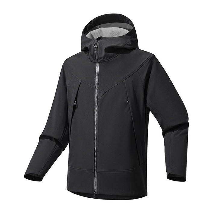 Herren Technische Softshell-Outdoorjacke mit Kapuze winddichtem Stretch und Zwei-Wege-Reißverschluss Drune