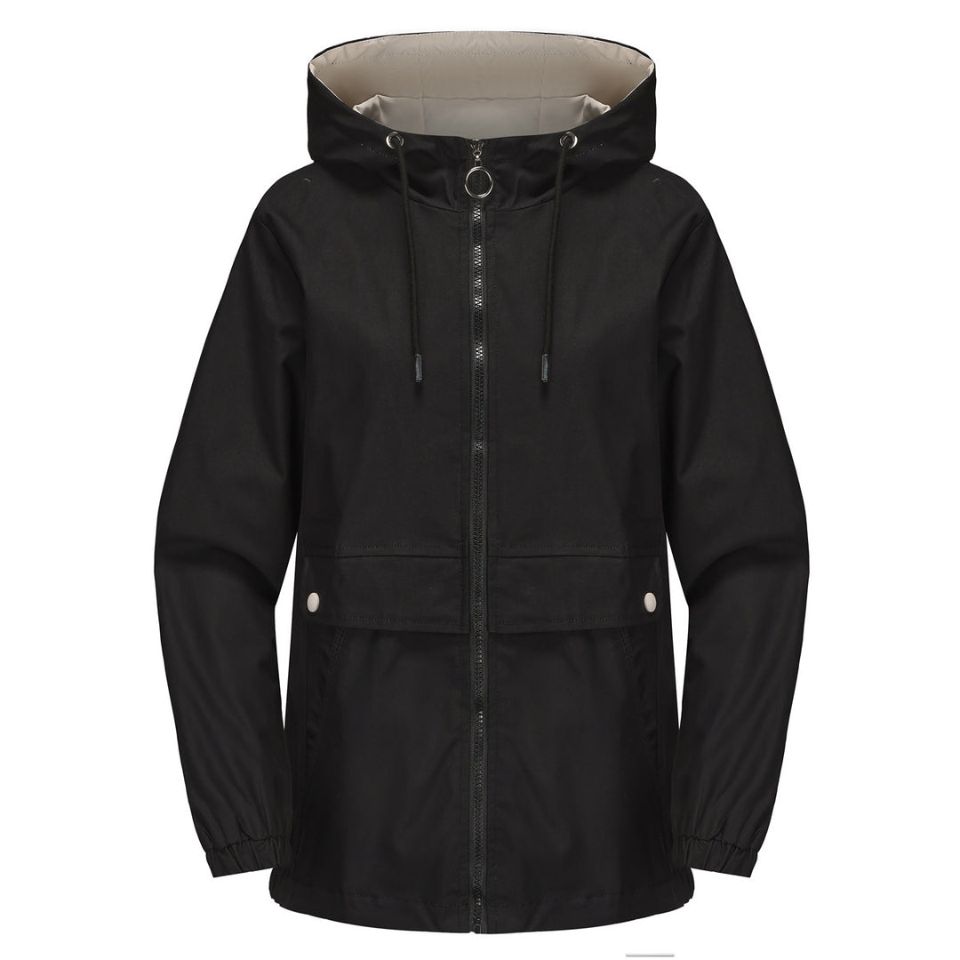 Damen nan leichter wasserabweisender Kapuzenparka mit Tunnelzug, Ringzipper und verdeckter Druckknopfleiste Drune