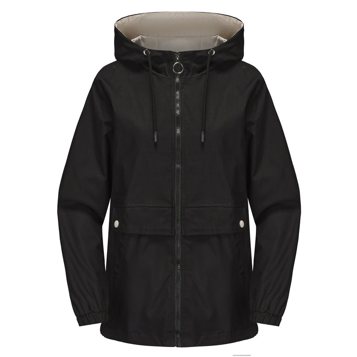 Damen nan leichter wasserabweisender Kapuzenparka mit Tunnelzug, Ringzipper und verdeckter Druckknopfleiste Drune