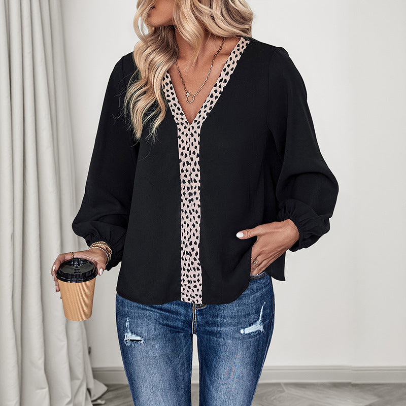 Damen Elegante Bluse mit Leo-Details Drune