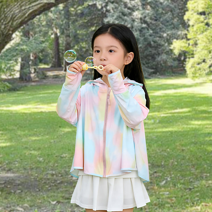 Unisex nan leichte Kinder-Sonnenjacke mit UV-Schutz, Kapuze und wasserabweisendem Funktionsstoff  Drune