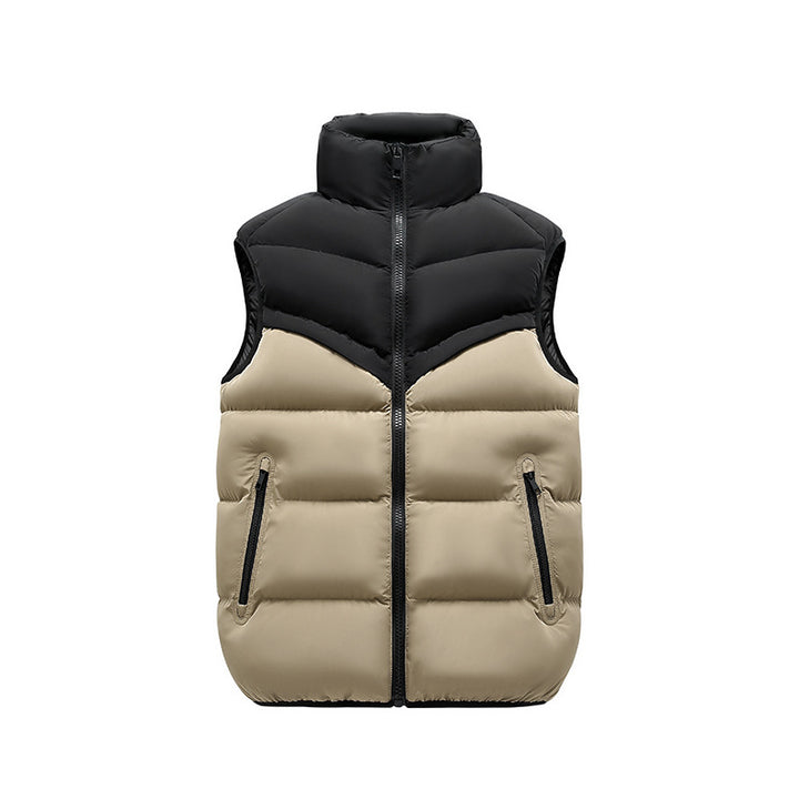 Herren Thermo-Steppweste mit hohem Stehkragen, Farbblock‑Design & Reißverschlusstaschen Drune
