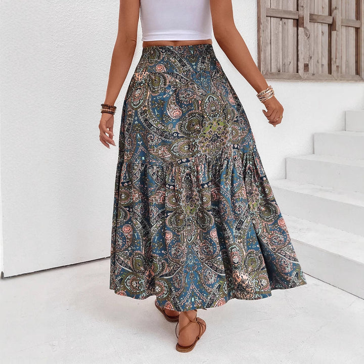 Damen Maxikleid mit Paisleymuster und hohem Schlitz Drune