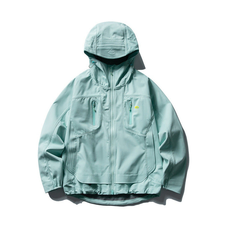Unisex Technische Softshell-Fieldjacke mit verschweißten Nähten, vier Reißverschlusstaschen und verlängerter Rückenpartie Drune