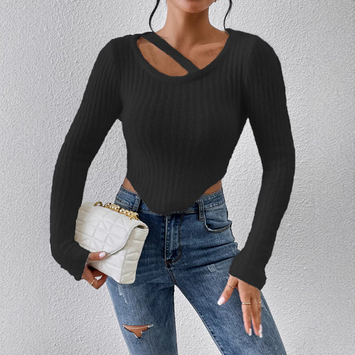 Damen Strickoberteil mit offener Schulter und elastischem Saum Drune
