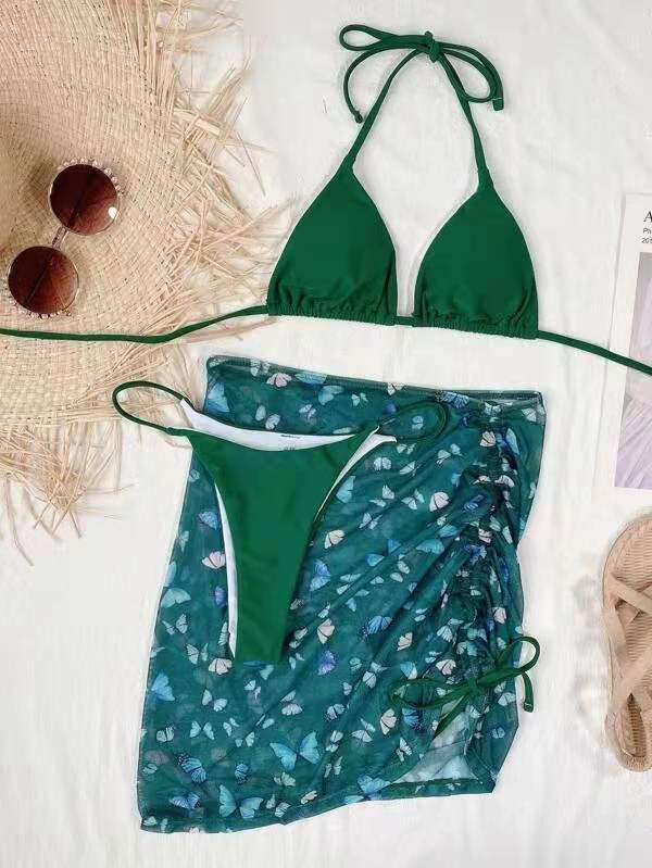 Damen Biquini-Set mit transparentem Wickelrock Drune