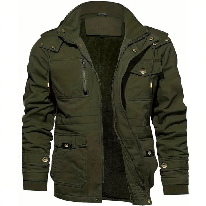 Herren Thermo-Feldjacke mit Teddyfutter, Kapuze und Mehrfachtaschen Drune