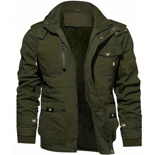 Herren Thermo-Feldjacke mit Teddyfutter, Kapuze und Mehrfachtaschen Drune