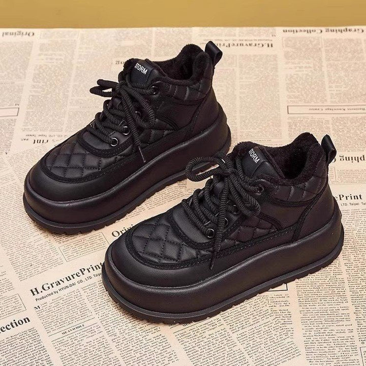 Damen Modische Plateau Sneakers mit Steppdesign Drune
